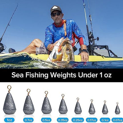 CROCH 25pc Small Sinker Set - 8 Mixed Sizes for Finesse and Deep Drop Presentations