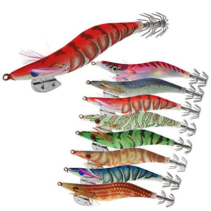 8pcs Squid Jig Hard Fishing Lures Artificial Spinner Lures Kit Jig Hook – CROCH