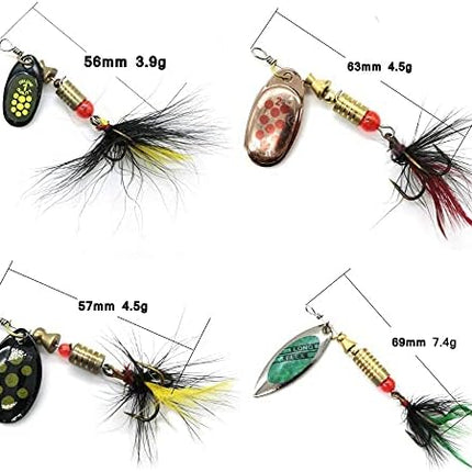 CROCH Spinner Bait Set 10pc - Willow and Colorado Blade Lures for Bass Perch and Redfin