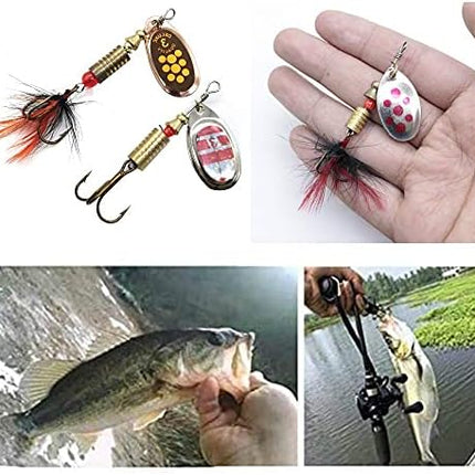 CROCH Spinner Bait Set 10pc - Willow and Colorado Blade Lures for Bass Perch and Redfin