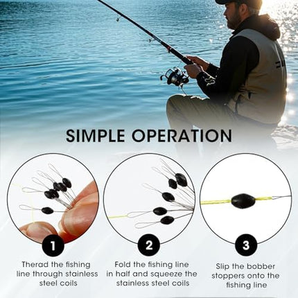 CROCH Bobber Stoppers 600pc - Rubber Float Stops with Beads in S M L