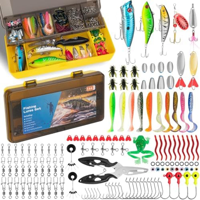 Fishing Lure Kit with Tackle Box - Crankbaits, Soft Plastics and Jigs