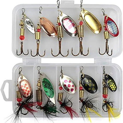 CROCH Spinner Bait Set 10pc - Willow and Colorado Blade Lures for Bass Perch and Redfin
