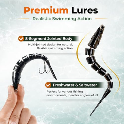 Jointed Swimbait, 8-Segment Lifelike Fishing Lure, Reinforced Treble – CROCH