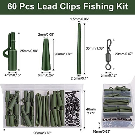 CROCH Lead Clip Kit 60pc - Safety Rig Components with Tail Rubbers and Swivels