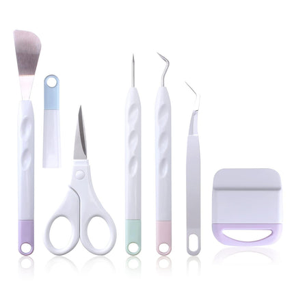 CROCH Craft Vinyl Weeding Tools Set 6pcs Weeding Kits Hook Weeder, Scraper, Spatula, Tweezers, Scissors for Weeding Vinyl, Silhouettes, Cameos, Lettering
