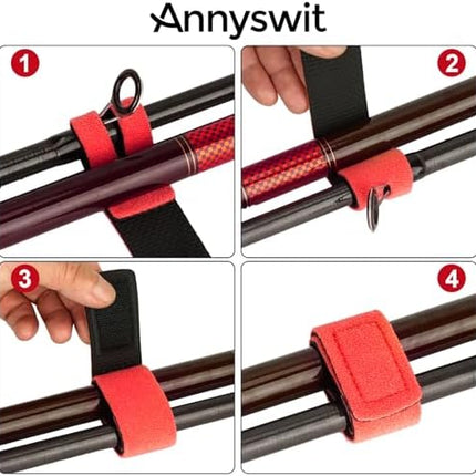 CROCH Neoprene Rod Straps 12pc - Reusable Hook and Loop Ties for Rods and Cables