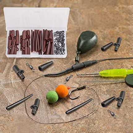 CROCH Lead Clip Kit 60pc - Safety Rig Components with Tail Rubbers and Swivels