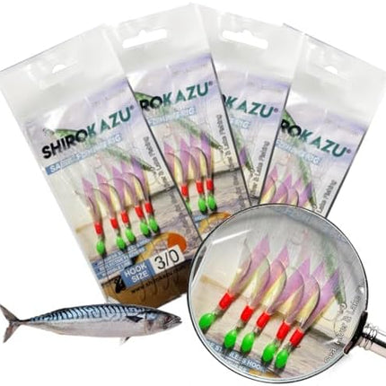 CROCH Luminous Sabiki Rigs - Reflective Mackerel Feather Bait Jigs for Squid and Baitfish