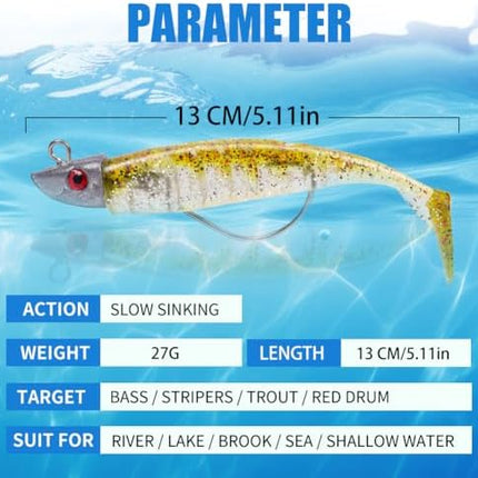 CROCH Soft Plastic Lure Kit - Pre Rigged Paddle Tails and Jig Heads for Bream and Flathead