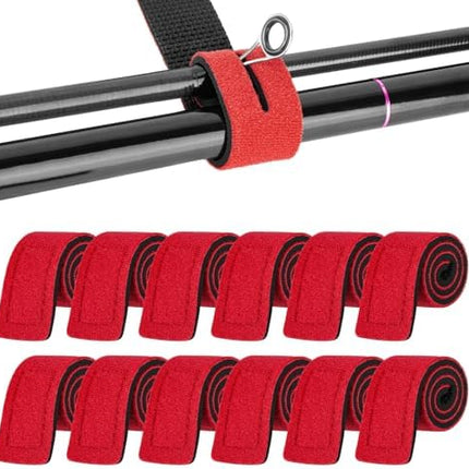 CROCH Neoprene Rod Straps 12pc - Reusable Hook and Loop Ties for Rods and Cables