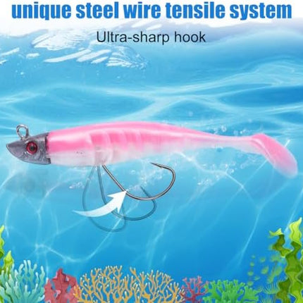 CROCH Soft Plastic Lure Kit - Pre Rigged Paddle Tails and Jig Heads for Bream and Flathead
