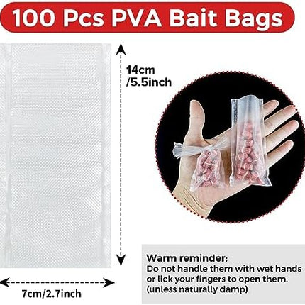 CROCH PVA Bags 100pk - Dissolving Solid Bags for Carp Fishing in 4 Sizes