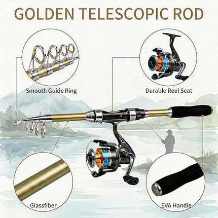 Telescopic Fishing Rod and Reel Combo – CROCH