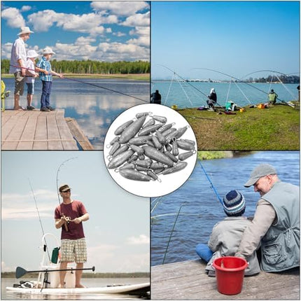 CROCH 40pc Fishing Sinker Set - Mixed Weight Olive and Bullet Sinkers with Storage Box