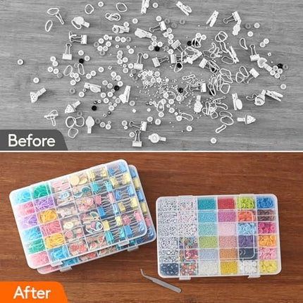 CROCH 36 Grid Tackle Box - Clear Stackable Organiser for Lures Hooks and Beads