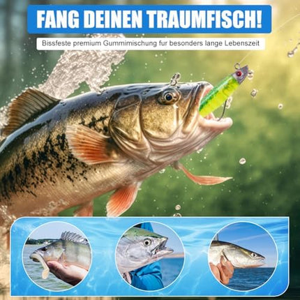 CROCH Soft Plastic Lure Kit - Pre Rigged Paddle Tails and Jig Heads for Bream and Flathead