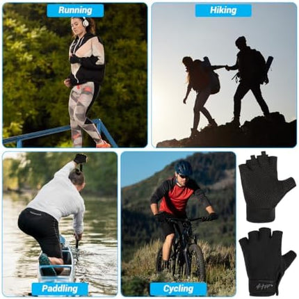 CROCH Fingerless Fishing Gloves - Grip Palm Gloves for Casting Paddling and Handling