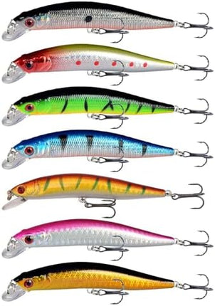 CROCH Sea Minnow Lures 7pc - Sinking Hard Body Baits for Tailor Salmon and Flathead