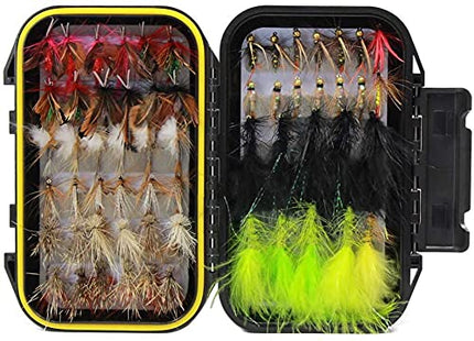 CROCH Fly Fishing Dry Flies Wet Flies 60pcs Assortment Kit with Waterproof Fly Box for Trout Fishing