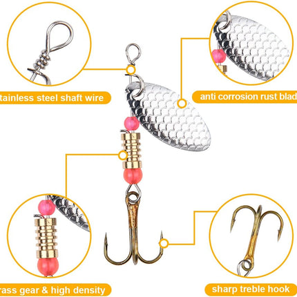 CROCH Fishing Lure Kit 16pc - Spinners Jigs Feathers and Sequin Baits in Storage Case - view 5