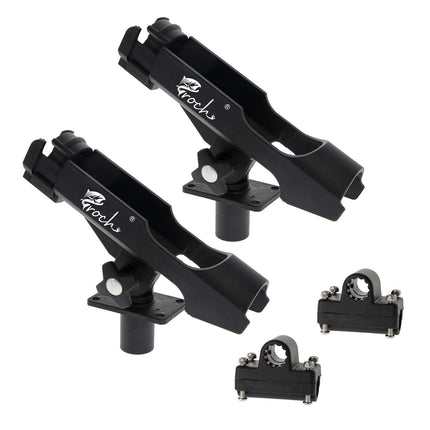 CROCH Fishing Boat Rods Holder with Large Clamp Opening 360 Degree Adjustable Fishing Rod Racks Folding Rod Holder 2pcs