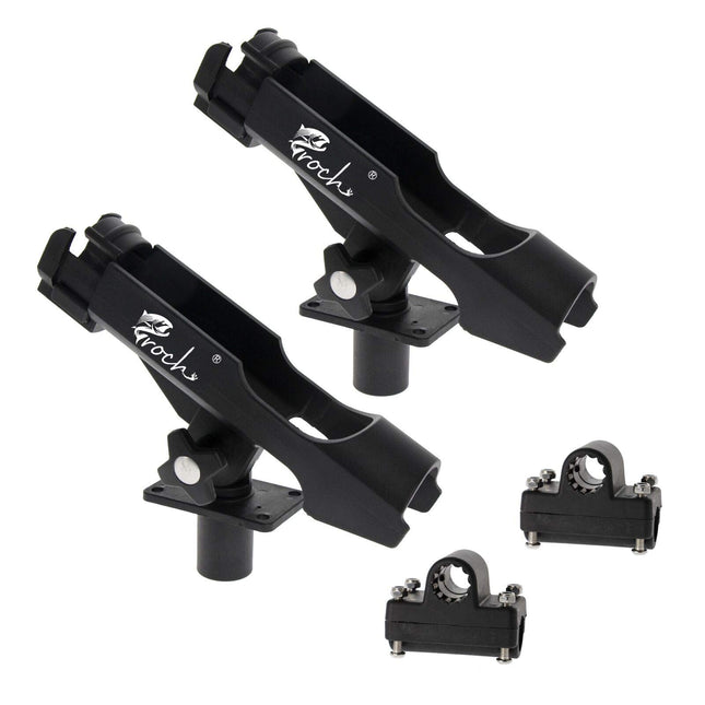 CROCH Fishing Boat Rods Holder with Large Clamp Opening 360 Degree Adjustable Fishing Rod Racks Folding Rod Holder 2pcs