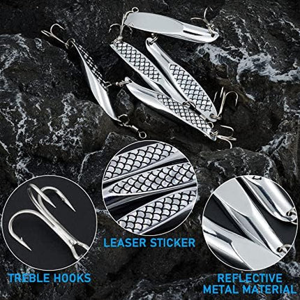 CROCH Metal Casting Jigs 5pc - Wedge Profile Spoon Lures for Tailor Salmon and Kingfish