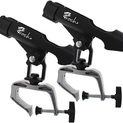 CROCH Fishing Boat Rods Holder Folding Holder with Large Clamp Opening 360 Degree Adjustable Fishing Rod Racks 2 pcs Fishing Holder