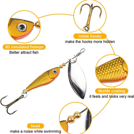 CROCH Fishing Lure Kit 16pc - Spinners Jigs Feathers and Sequin Baits in Storage Case - view 3
