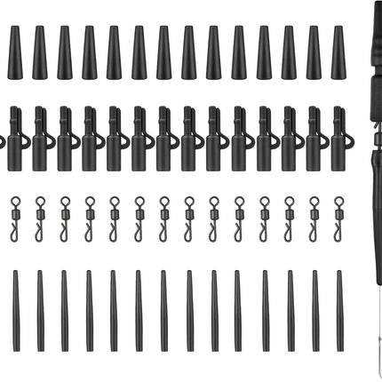 CROCH Lead Clip Kit 60pc - Safety Rig Components with Tail Rubbers and Swivels - view 1