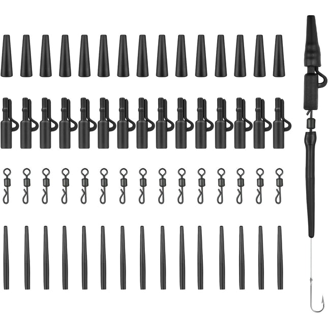 CROCH Lead Clip Kit 60pc - Safety Rig Components with Tail Rubbers and Swivels - view 1