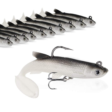 CROCH Soft Fishing Lures Pre-Rigged Soft Plastic Lures 10 Pack Jighead Swimbait for Bass Trout Pike