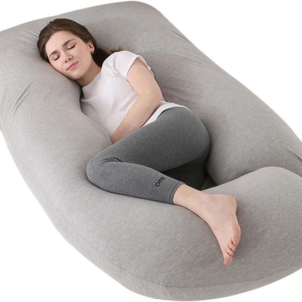 Pregnancy Pillow, Maternity Full Body Pillow for Back, Legs and Belly Support, J Shaped Full Body Pillow for Pregnant Women and Side Sleepers with Removable Cover (Velvet, Grey)