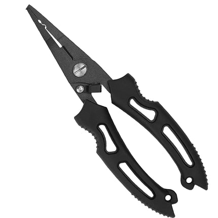 CROCH Simple & Lightweight Fishing Pliers, Compact Stainless Steel Hook Remover, Split Ring Opener, Braid Line Cutter, Easy-to-Use Fishing Tool with Coiled Lanyard