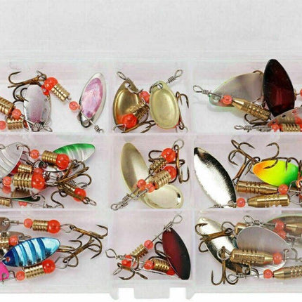 CROCH 30pc Spinner and Hard Bait Set - Mixed Artificial Lures for Freshwater and Estuary