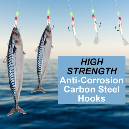CROCH Luminous Sabiki Rigs - Reflective Mackerel Feather Bait Jigs for Squid and Baitfish - view 5