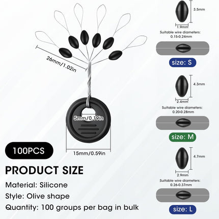 CROCH Bobber Stoppers 600pc - Rubber Float Stops with Beads in S M L - view 2
