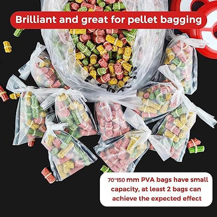 CROCH PVA Bags 100pk - Dissolving Solid Bags for Carp Fishing in 4 Sizes