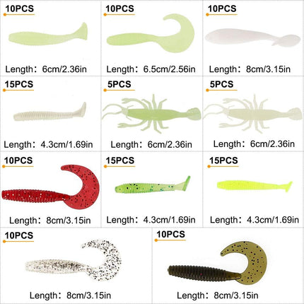Fishing Grubs Paddle Tail Swimbaits Luminous Shrimp Soft Lures Kit - view 2