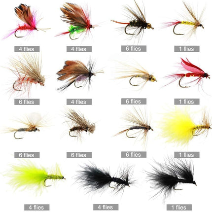 Fly Fishing Dry Flies Wet Flies 60pcs Assortment Kit - view 2