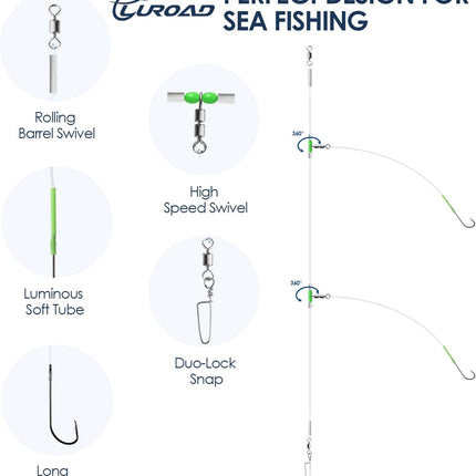 CROCH Sea Flapper Rigs 5pc - Pre Tied Beach and Pier Rigs in 4 Configurations - view 3