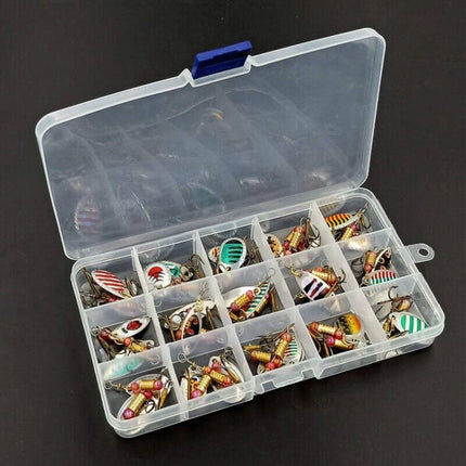 CROCH 30pc Spinner and Hard Bait Set - Mixed Artificial Lures for Freshwater and Estuary