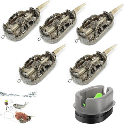 CROCH Method Feeders with Inline Weights - Carp Feeder Set for Groundbait and Pellet - view 1