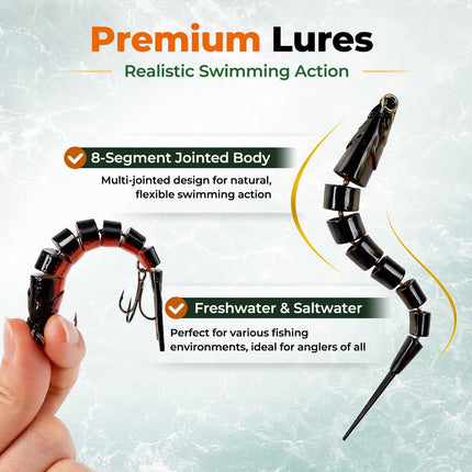 Jointed Swimbait, 8-Segment Lifelike Fishing Lure, Reinforced Treble - view 5
