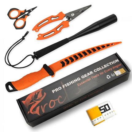 CROCH Fishing Tool Kit – Corrosion-Resistant Fishing Gear Set with Pliers, Fillet Knife, Scissors, Ruler – Premium Fishing Equipment for Anglers