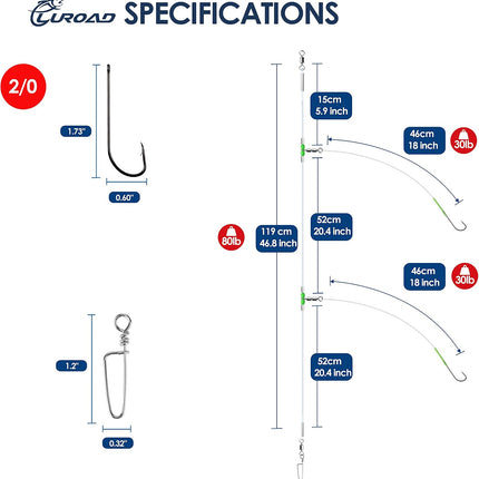 CROCH Sea Flapper Rigs 5pc - Pre Tied Beach and Pier Rigs in 4 Configurations - view 2