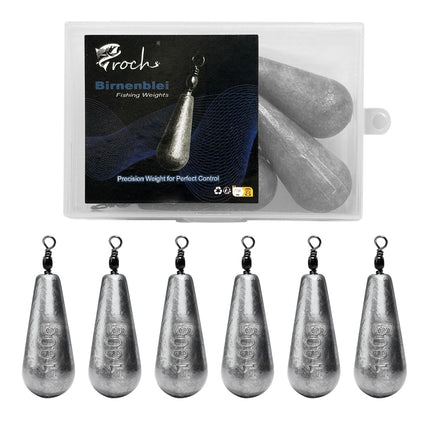 CROCH Fishing Weights Sinkers Set Pear-Shaped – 25g to 120g | Rust-Resistant & Smooth | Ideal for Float and Bottom Fishing (100gx6)