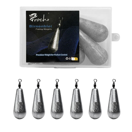 CROCH Fishing Weights Sinkers Set Pear-Shaped – 25g to 120g | Rust-Resistant & Smooth | Ideal for Float and Bottom Fishing (30gx6)