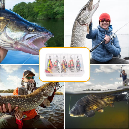 CROCH Fishing Lure Kit 16pc - Spinners Jigs Feathers and Sequin Baits in Storage Case - view 6